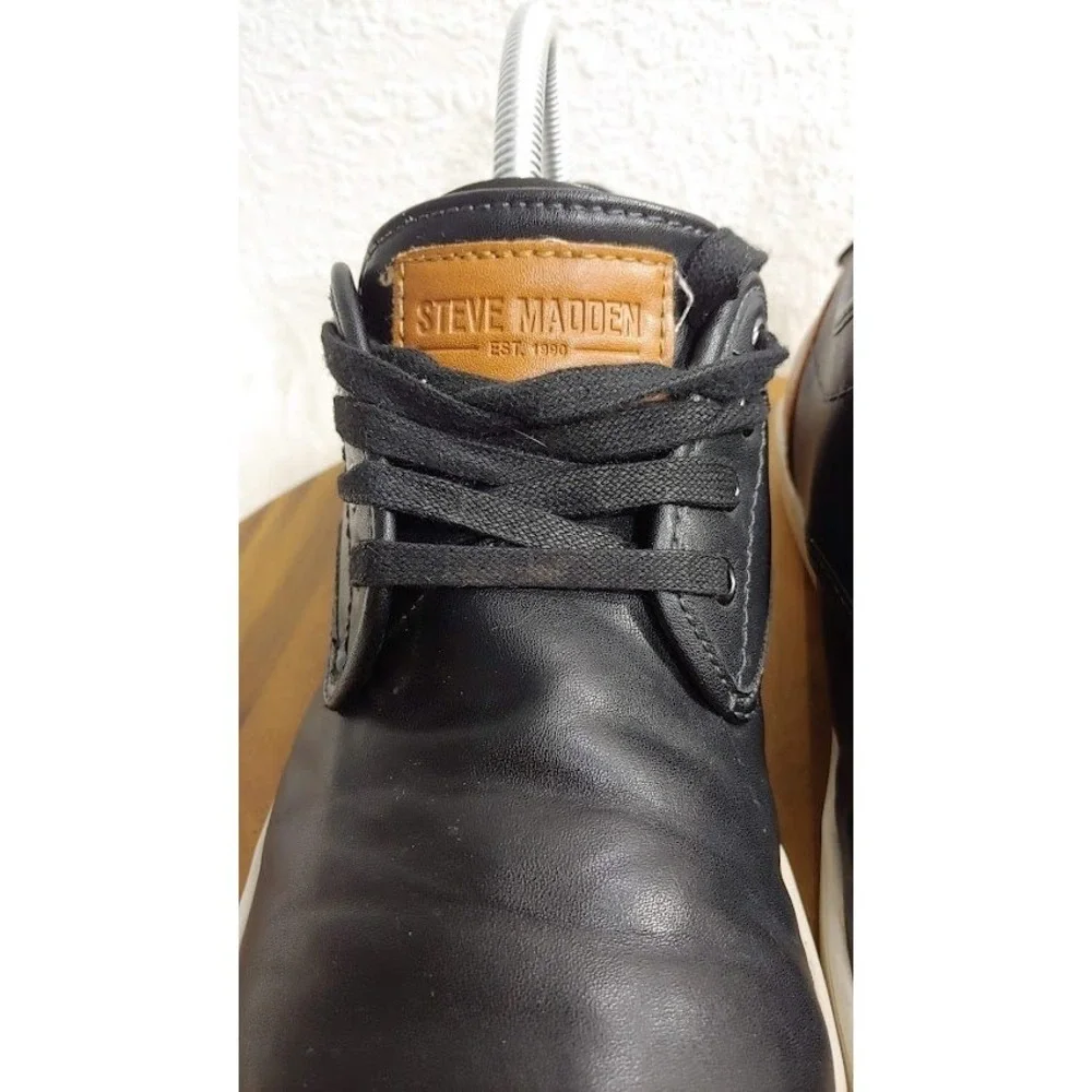 Steve Madden Men Black Tan Casual Sneakers‎ Low Top Lace Up Shoes 10M Office